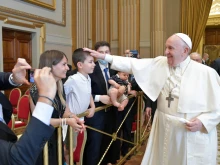 Pope Francis meets with deacons and their families at the Vatican on June 19, 2021